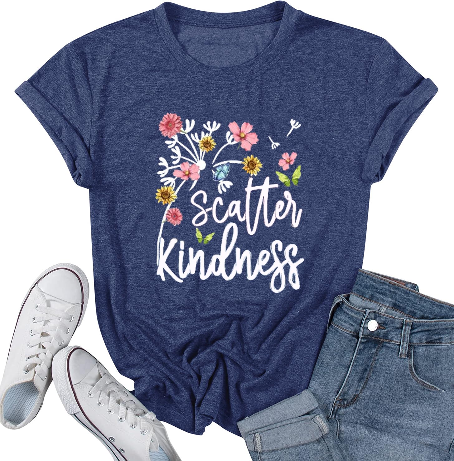 Womens Dandelion T Shirts Sunflower Graphic Casual Tees Short Sleeve Tops