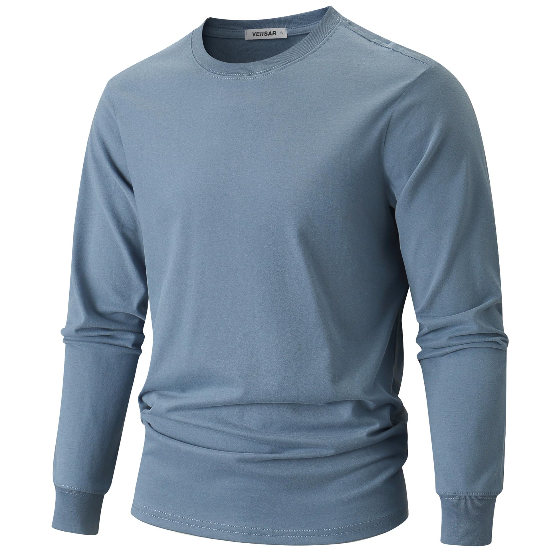 VEIISAR Men's Heavy Weight Crew Neck T-Shirt Mens Premium Cotton Tee - Pre Shrunk S-3XL