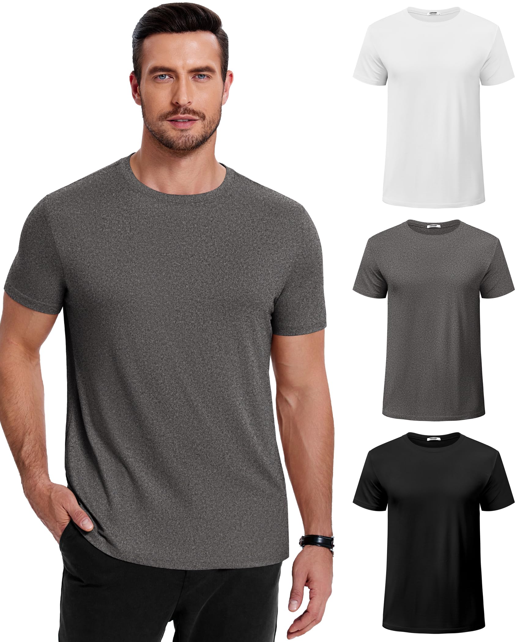 COOFANDY Men's Short Sleeve T-Shirts Crew Neck Casual Summer T Shirts 1-3 Pack Basic Tee Shirt