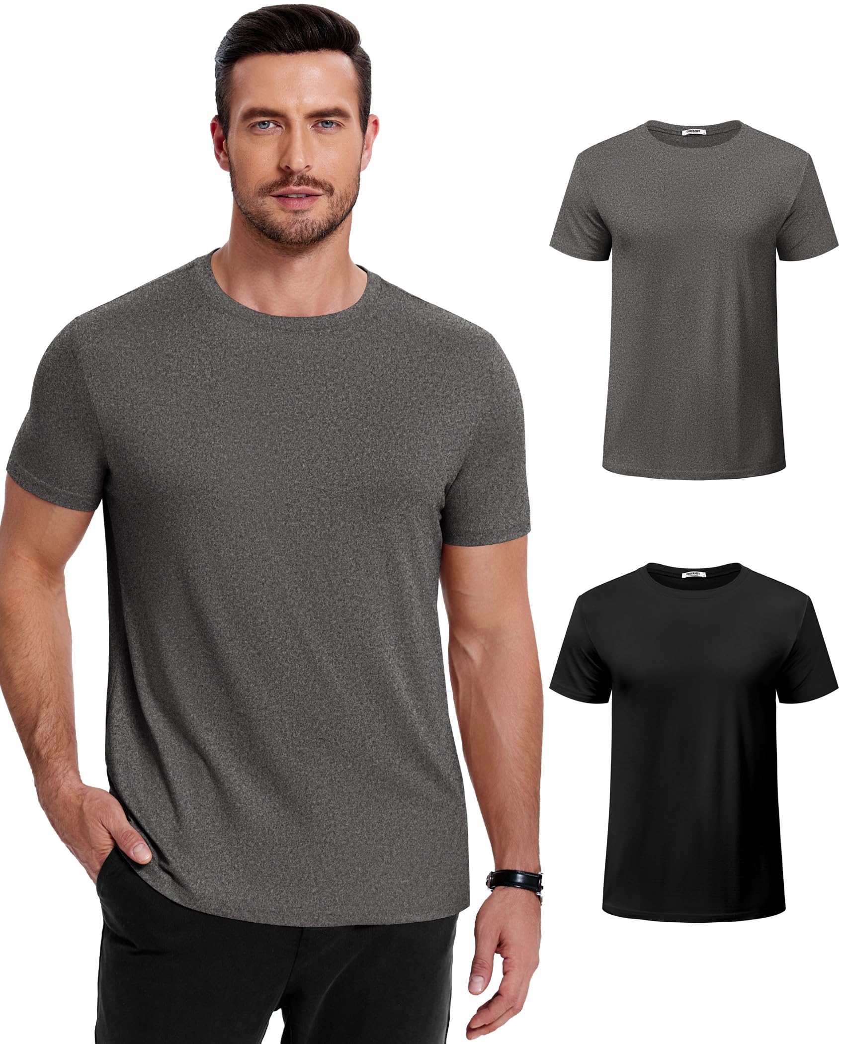 COOFANDY Men's Short Sleeve T-Shirts Crew Neck Casual Summer T Shirts 1-3 Pack Basic Tee Shirt