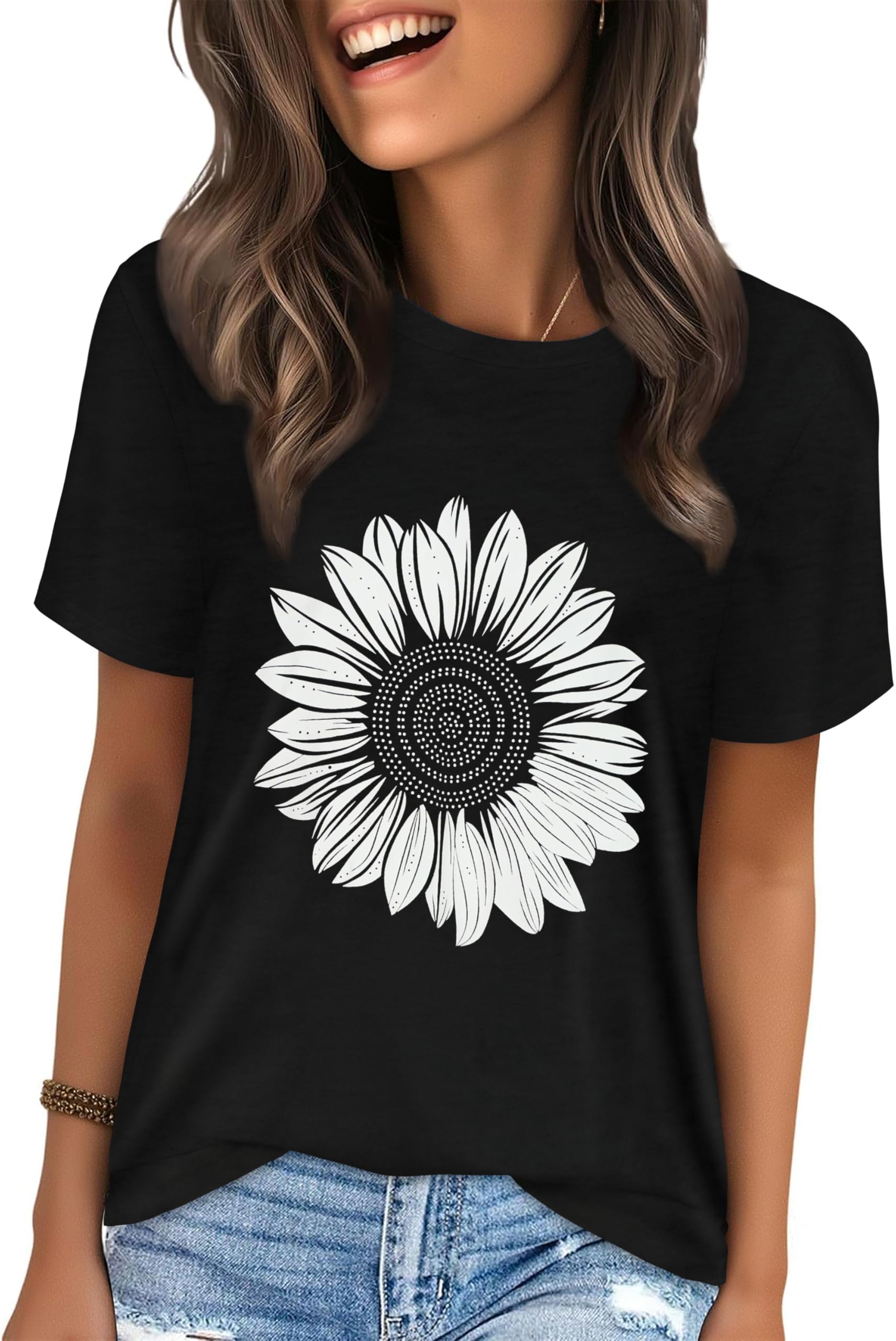 T Shirts for Women Summer Short Sleeve Crewneck Casual Cute Graphic Basic Tees Tops 2026