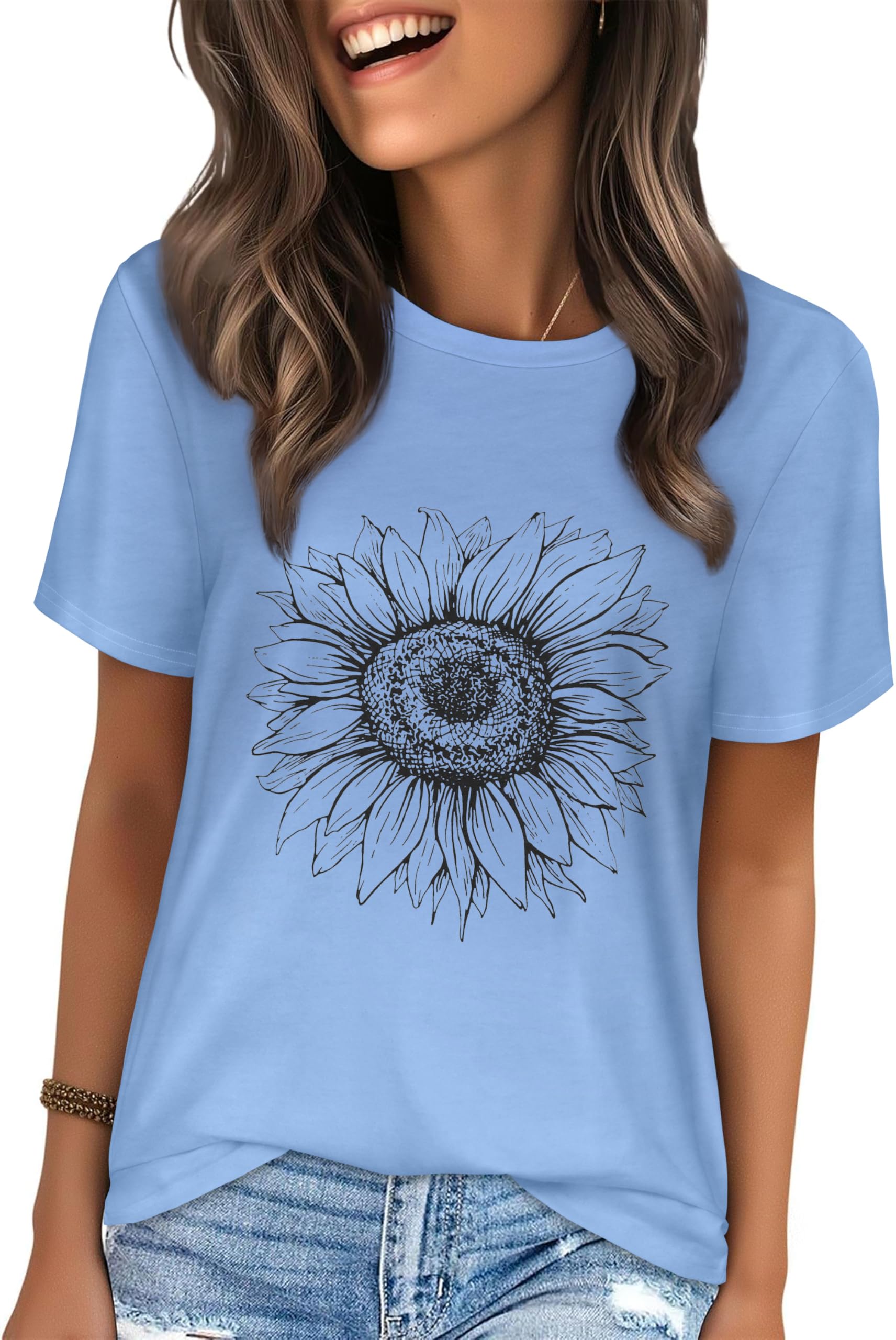 T Shirts for Women Summer Short Sleeve Crewneck Casual Cute Graphic Basic Tees Tops 2026