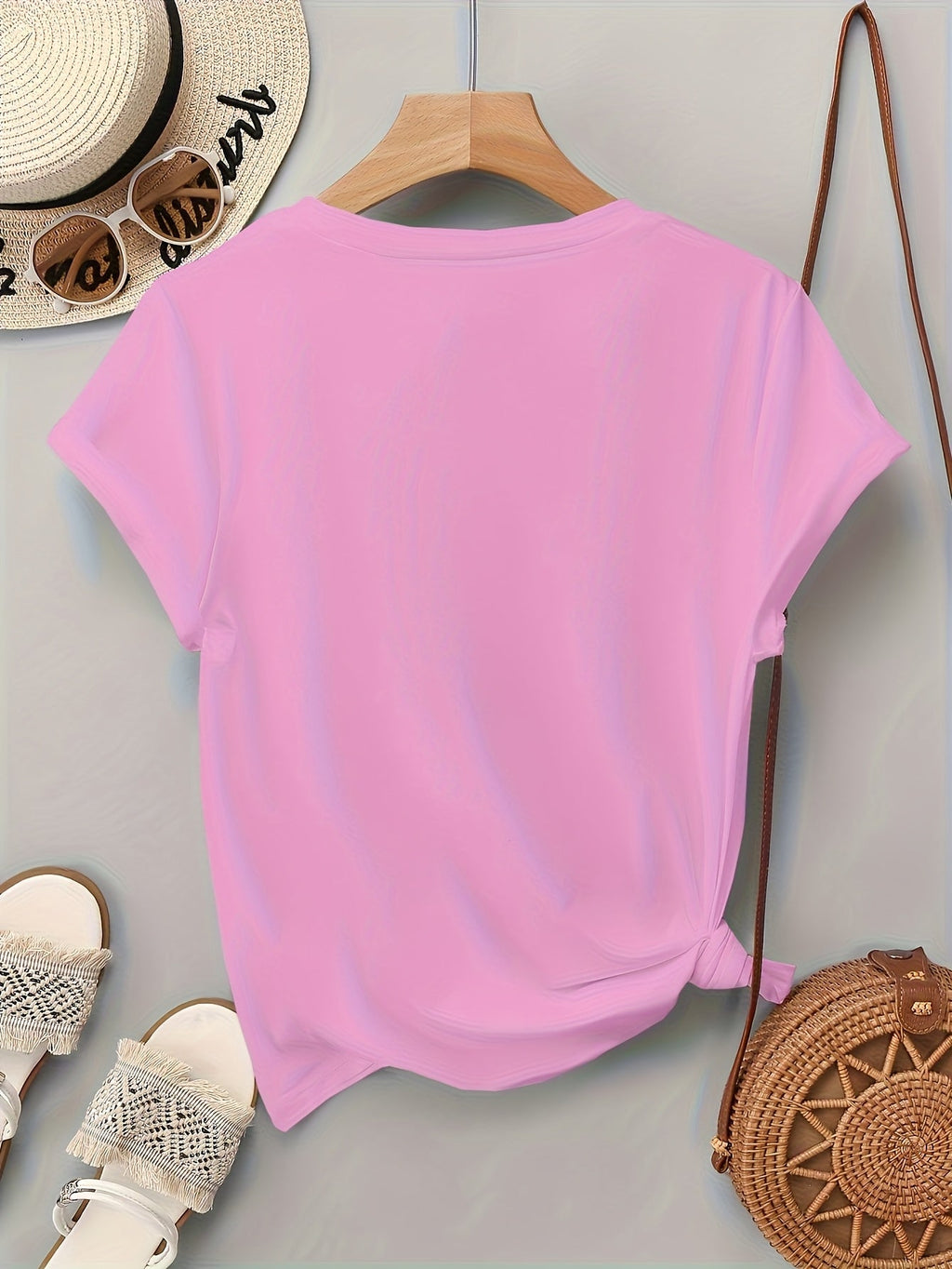 Summer Fashion Paris Print Casual Regular Fit Round Neck Short Sleeve T-Shirt