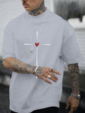 Men's Trendy Hand-drawn Pattern Print Regular Fit T-shirt