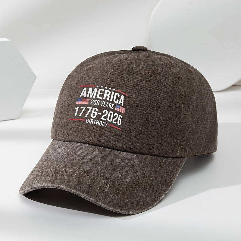 Patriotic 250th Anniversary Baseball Cap - Adjustable Snapback, Lightweight & Breathable Polyester, Black with Red, White & Blue American Flag Design, Perfect for Outdoor Travel, Camping & Casual Wear, Camping Accessories, America Flag, Hat For Men