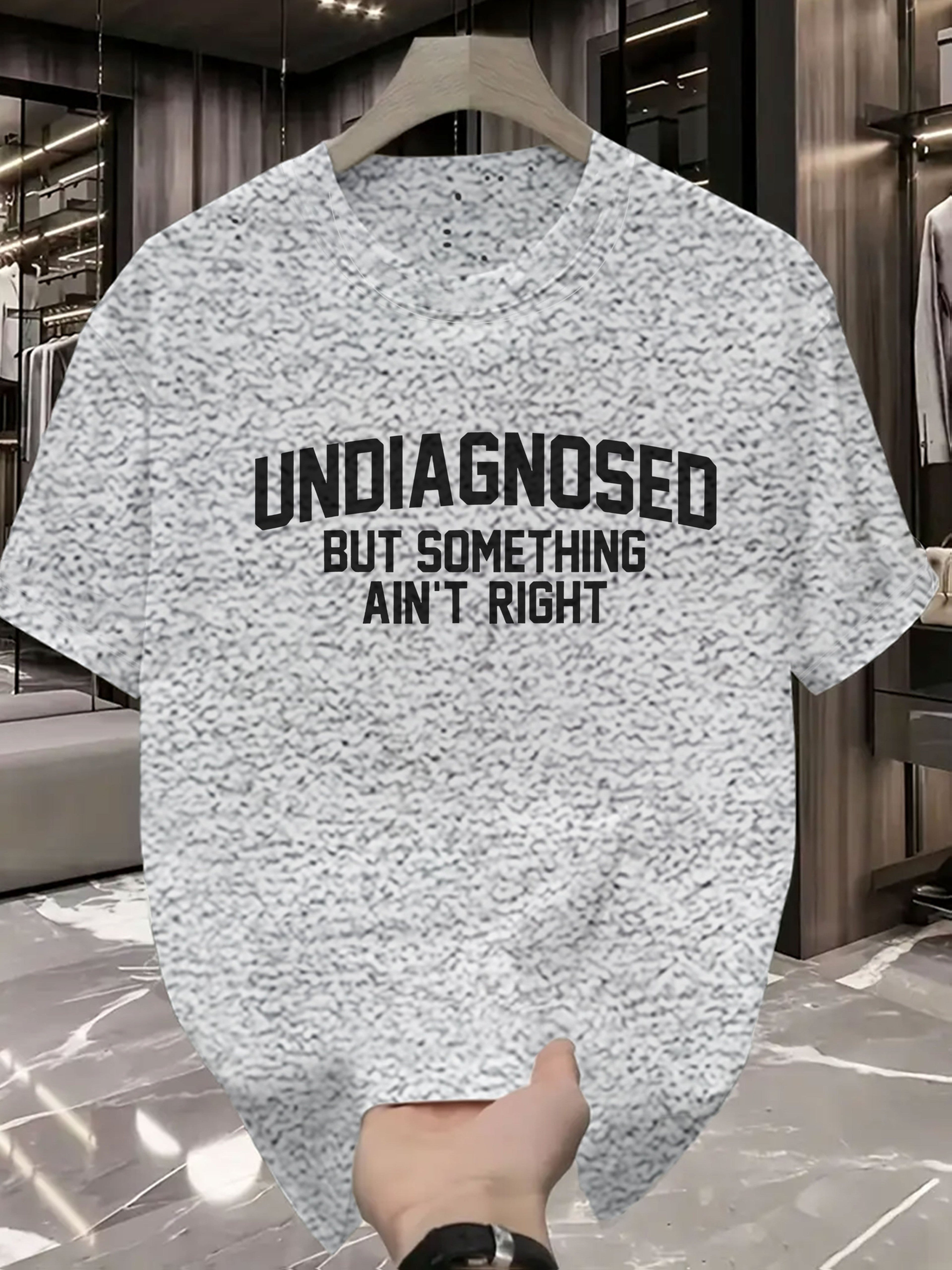 Men'S Casual " Undiagnosed But Something Ain't Right" Graphic T-Shirt - Black, Short Sleeve, Round Neck, Summer Tee with Bold White Print, Comfortable & Stylish for Casual Attire, Everyday Tshirt | Bold Graphic Tee | Comfortable Fit