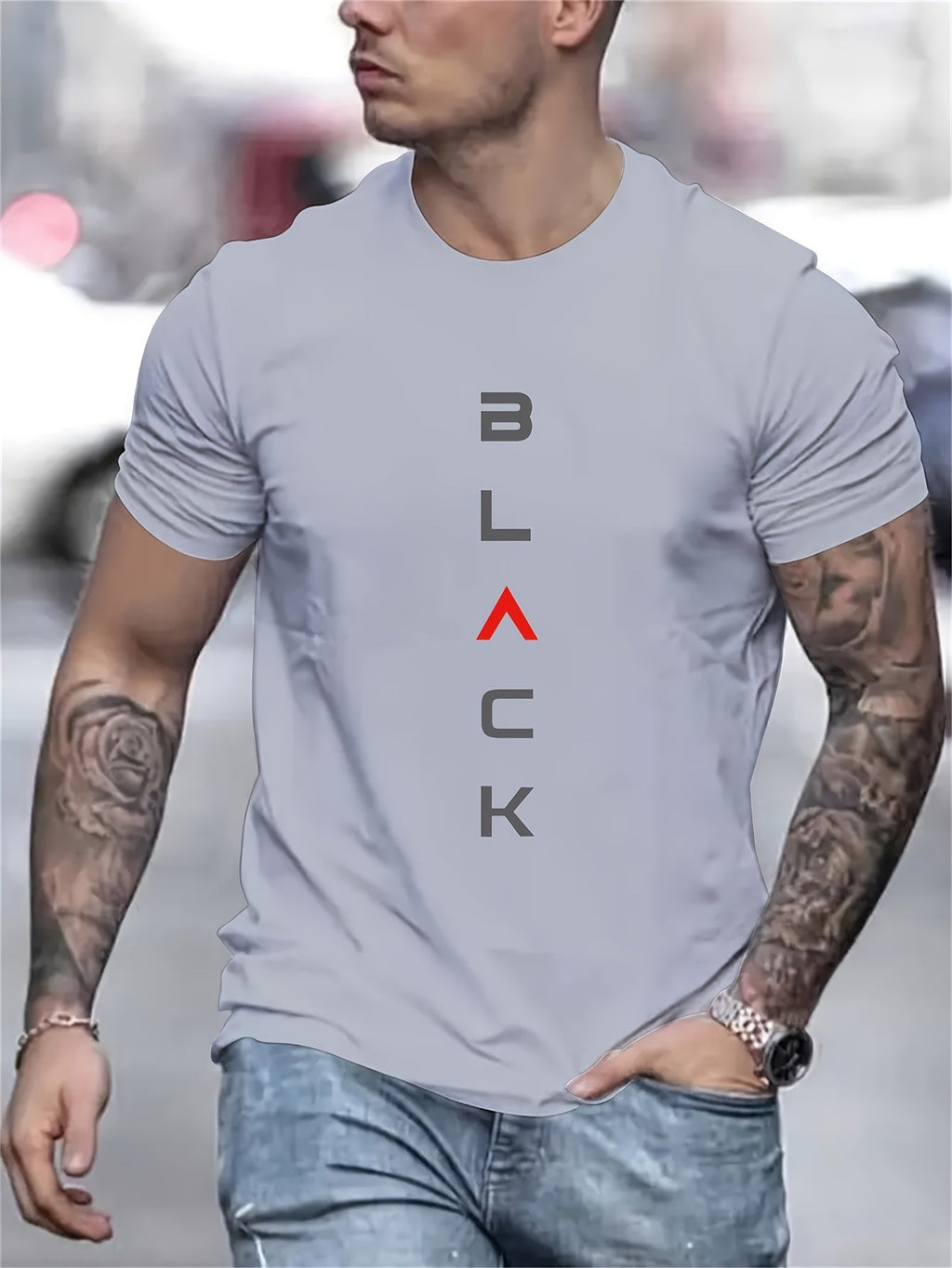 Men'S Trendy Letter Print Comfortable And Soft Regular Fit T-Shirt