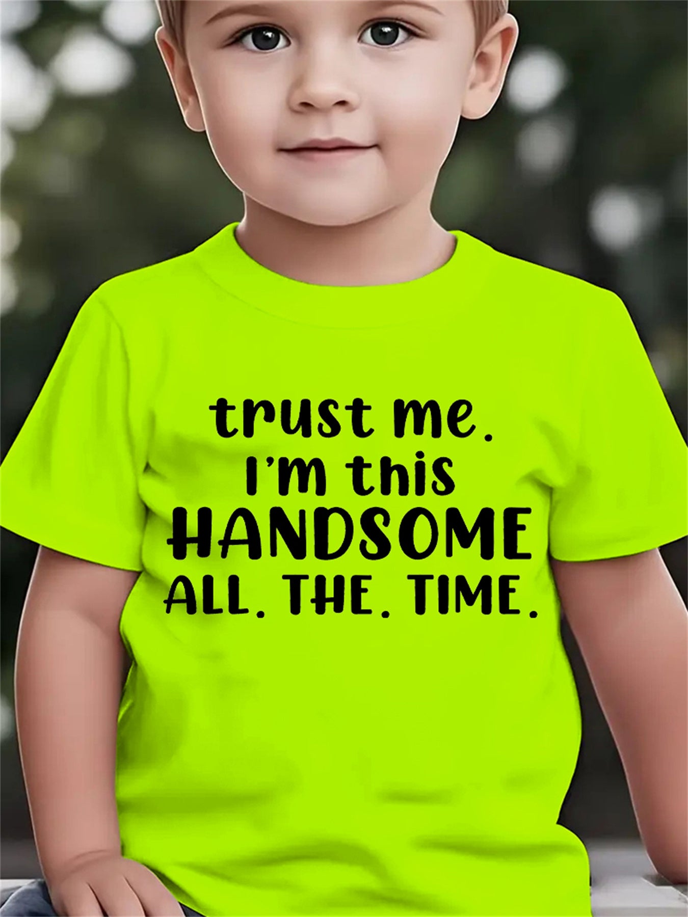 Summer Fashion Boys' Short-Sleeve T-Shirt "TRUST ME I'M THIS HANDSOME ALL THE TIME" Letter Print Casual Top DX2891