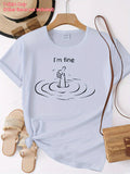 Women' S I M Fine Printed T- Shirt, Short Sleeve Crew Neck Casual Top for Summer& Spring, Women' S Clothing