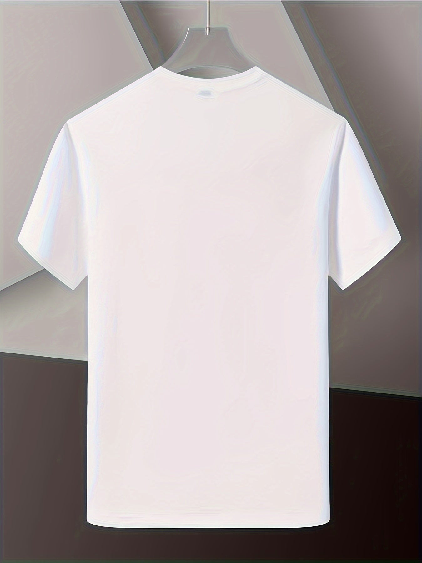 Men's Casual Short Sleeve T-Shirt - Round Neck, Soft Polyester Fabric, Geometric Black Line Design, Summer Style Tee for Casual Attire