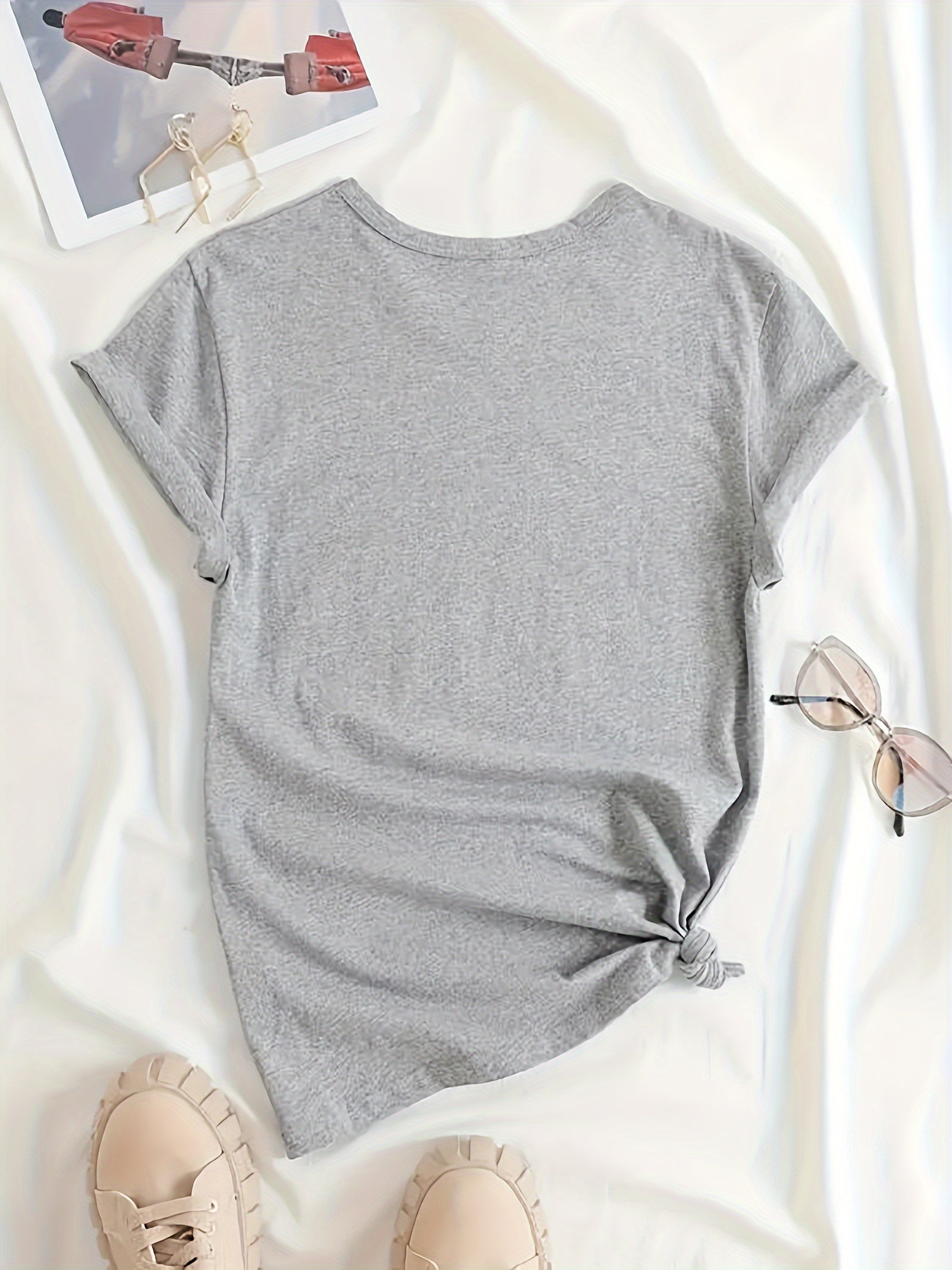 Love Y2K, Trendy Fashion, Women's Round Neck Short Sleeve, Casual and Comfortable, Women's Spring and Summer Clothing