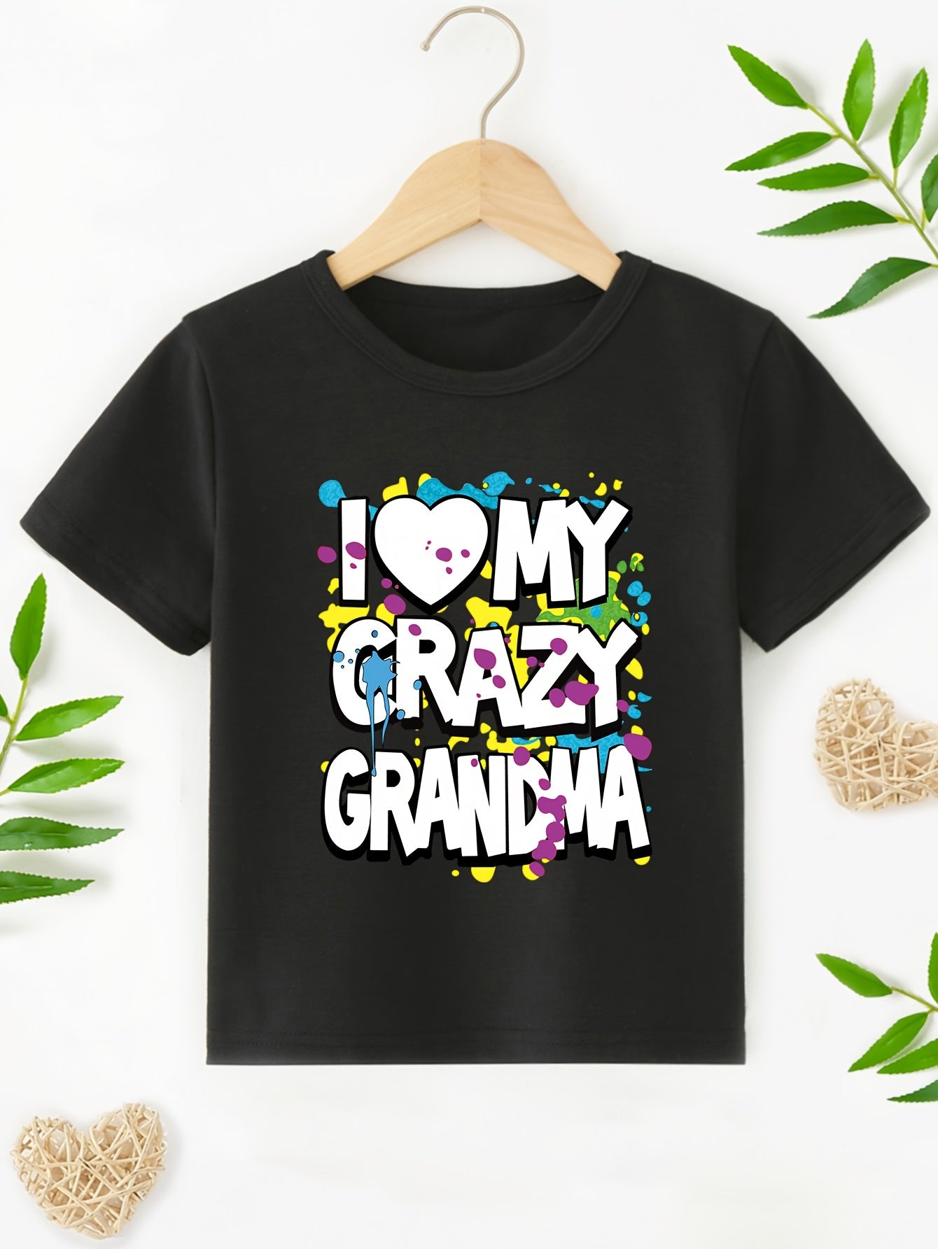 I LOVE MY CRAZY GRANDMA Letter 3D Print Short Sleeve T-Shirts For Boys - Cool, Lightweight And Comfy Summer Clothes!