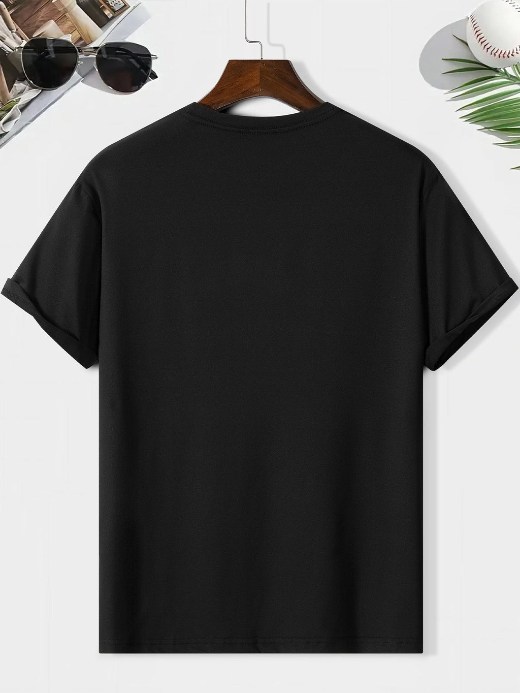 Men'S Casual Stylish Short-Sleeve T-Shirt with Letter Print, Made Of, Lightweight at 6.35 oz Per Square Meter, Regular Fit with a Round Neck, Comfortable Stretchy Summer Fashion T-Shirt, Perfect for Everyday Casual Wear Or As a Gift