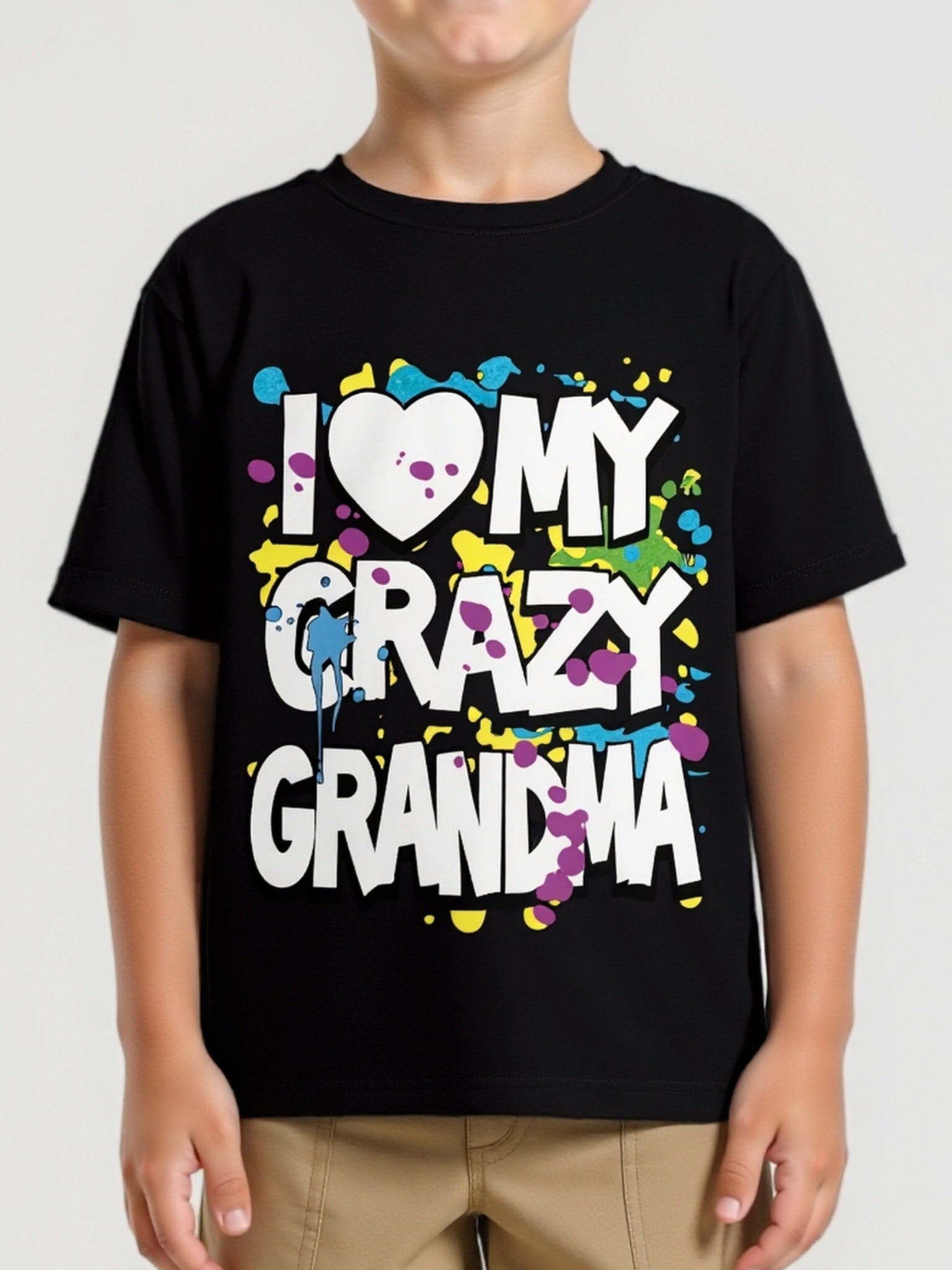 I LOVE MY CRAZY GRANDMA Letter 3D Print Short Sleeve T-Shirts For Boys - Cool, Lightweight And Comfy Summer Clothes!