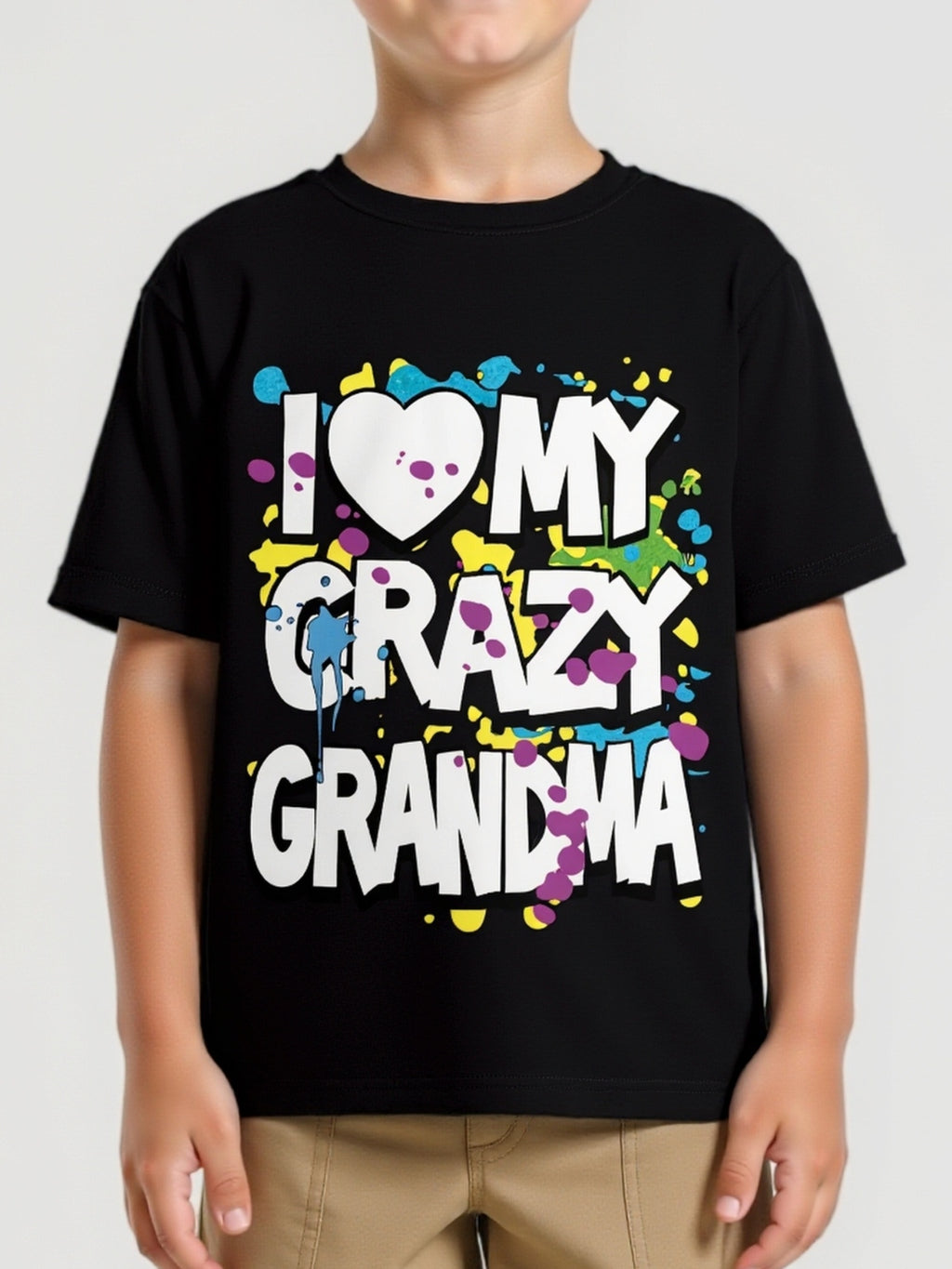 I LOVE MY CRAZY GRANDMA Letter 3D Print Short Sleeve T-Shirts For Boys - Cool, Lightweight And Comfy Summer Clothes!