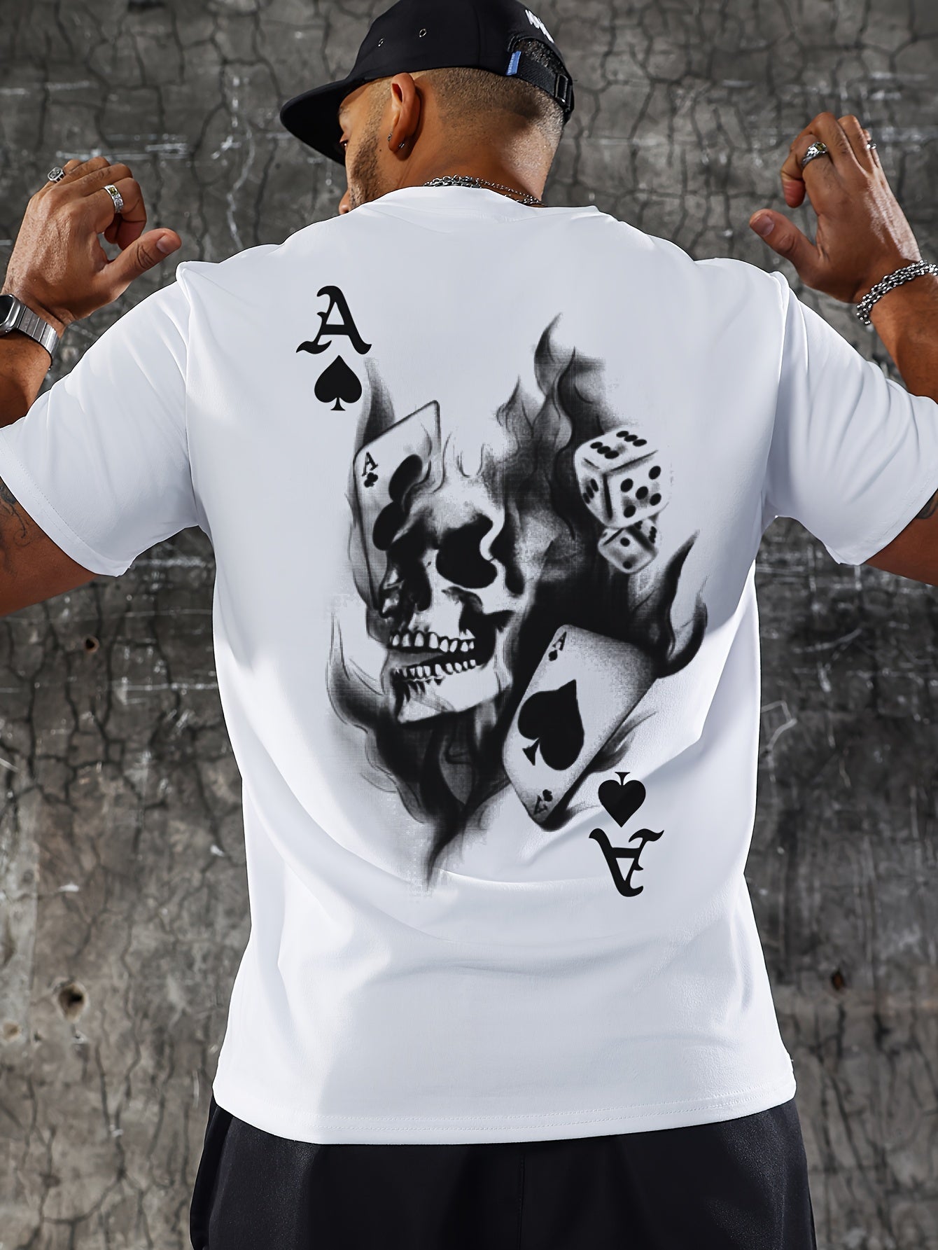 1319# Men'S Red Heart A Skull Print T-Shirt
