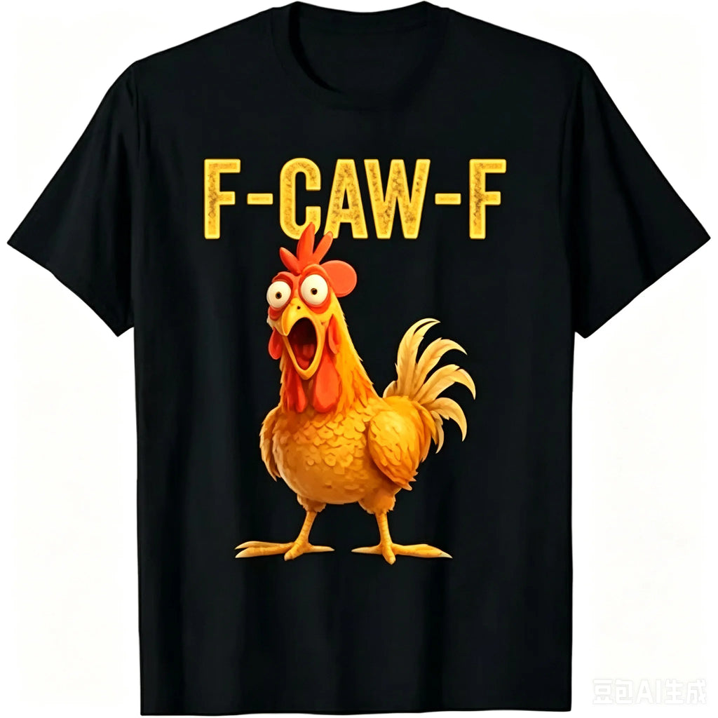 Unisex Funny Chicken T-Shirt F-CAW-F Slogan Graphic Print Crew Neck Short Sleeve Soft Cotton Casual Daily Wear Tee Men Women Humor Gift Tops