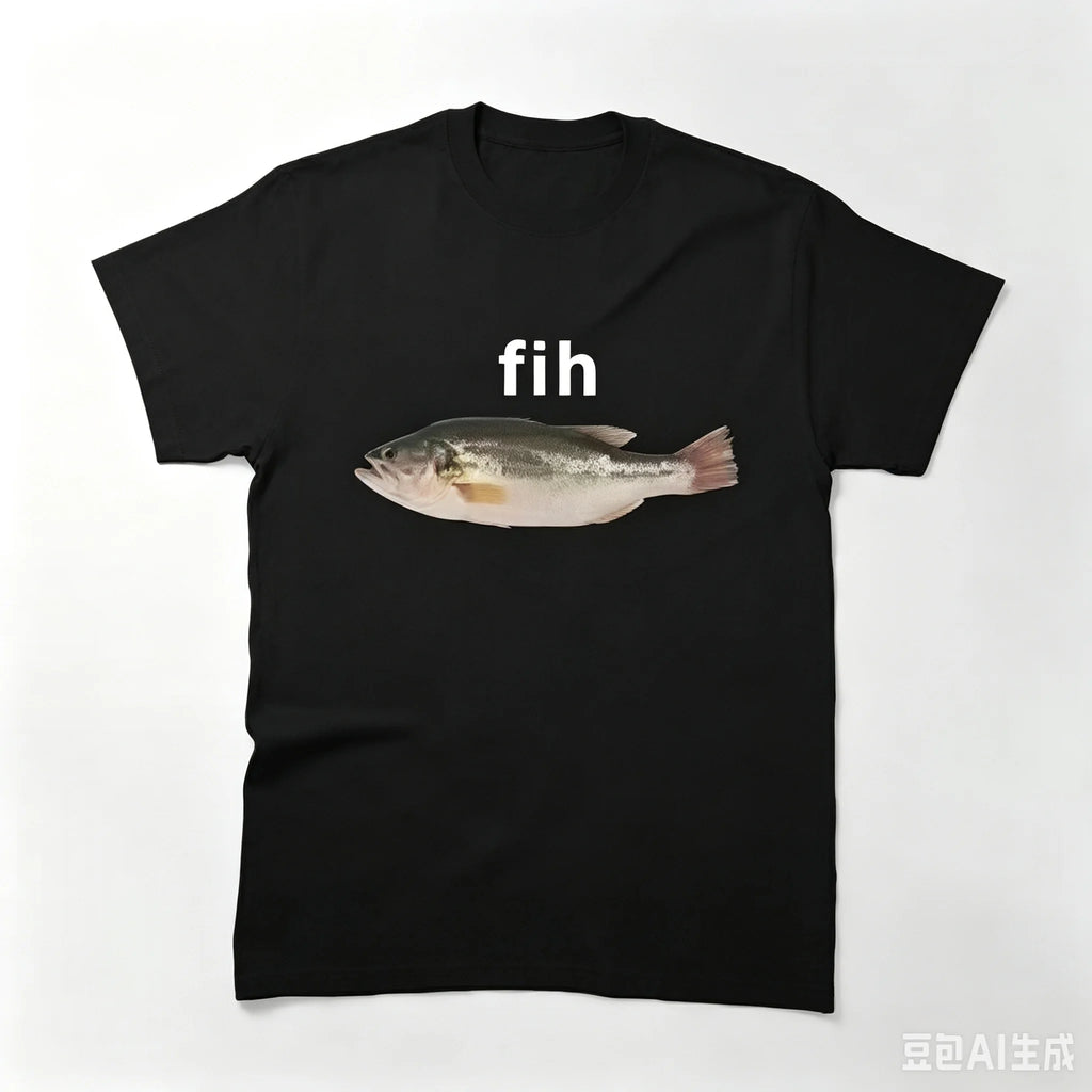 Funny Fih Misspelled Fish Meme Graphic T Shirt Y2K Harajuku Oversized Short Sleeve Tee Summer Casual Streetwear Tops Unisex Men Women Clothing