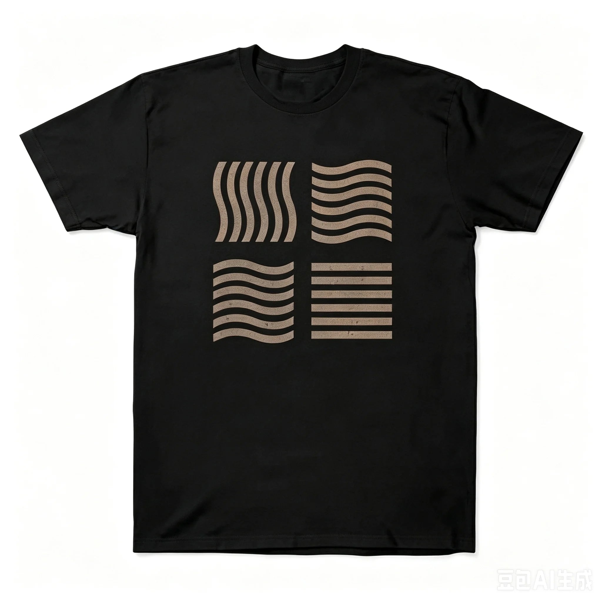 Men Women Vintage Abstract Wave Stripes Graphic T Shirt Knit Fabric Round Neck Short Sleeve Minimalist Casual Streetwear Fashion Tees Tops