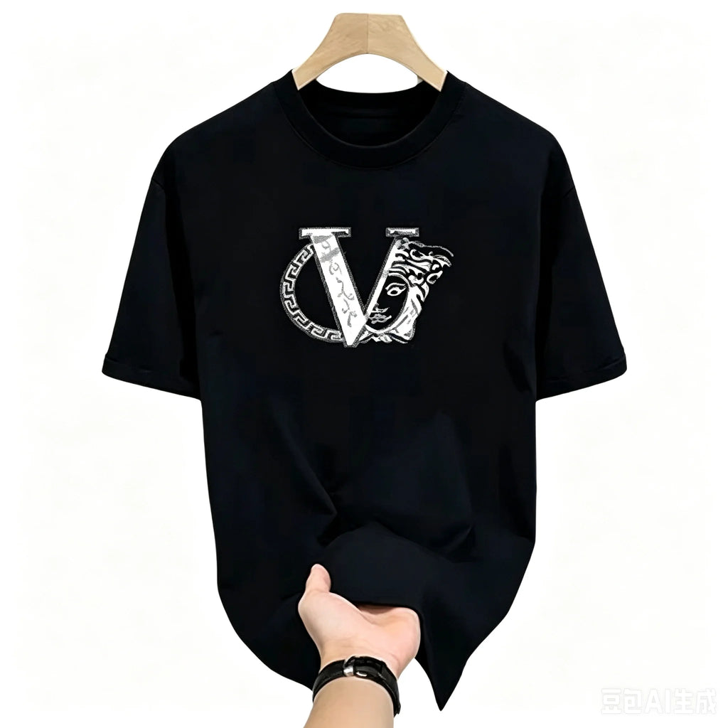 American Fashion Heavy Cotton Loose Graphic T-Shirt Men Summer Casual Short Sleeve Top