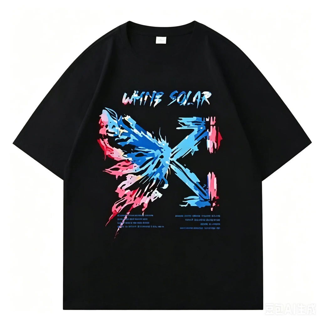 Unisex Graffiti Butterfly Arrow Graphic T Shirt Colorful Splash Print Crew Neck Short Sleeve Oversized Cotton Blend Tee Men Women Streetwear Casual Daily Tops