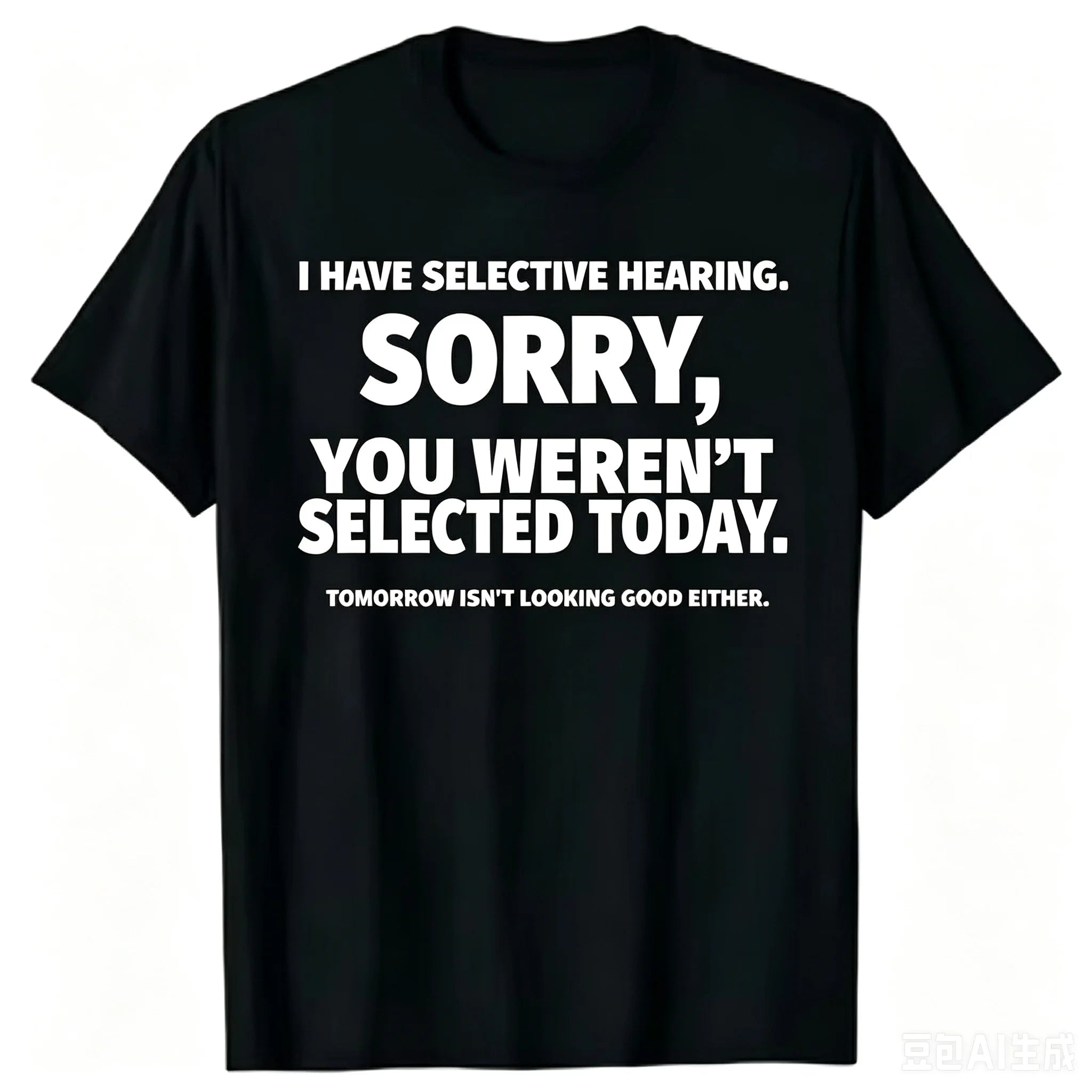 Men Women Unisex I Have Selective Hearing You Weren't Selected Graphic T Shirt Funny Sarcastic Quote Short Sleeve Casual Summer Men's Tees Tops