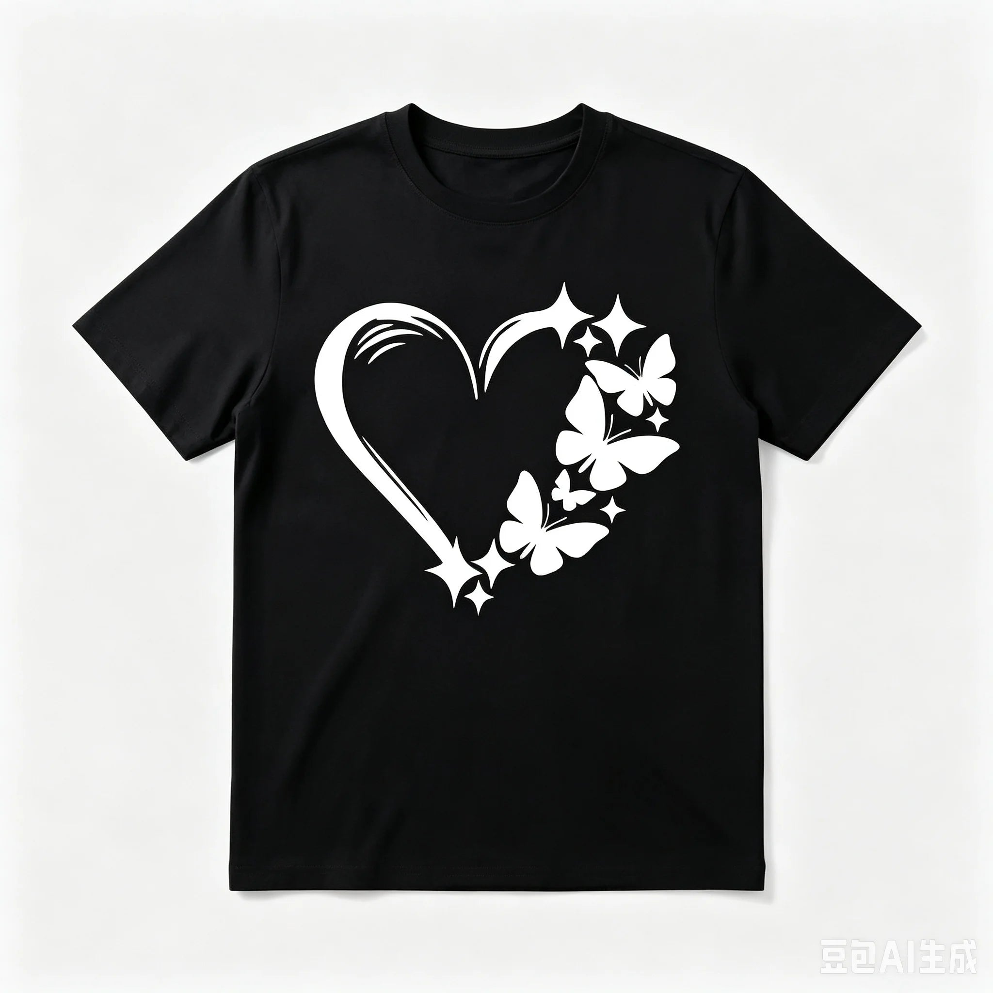 Men Heart Butterfly Graphic T Shirt Soft Short Sleeve Tops Minimalist Print Tees Streetwear Daily Casual Birthday Gift For Men Women Friends