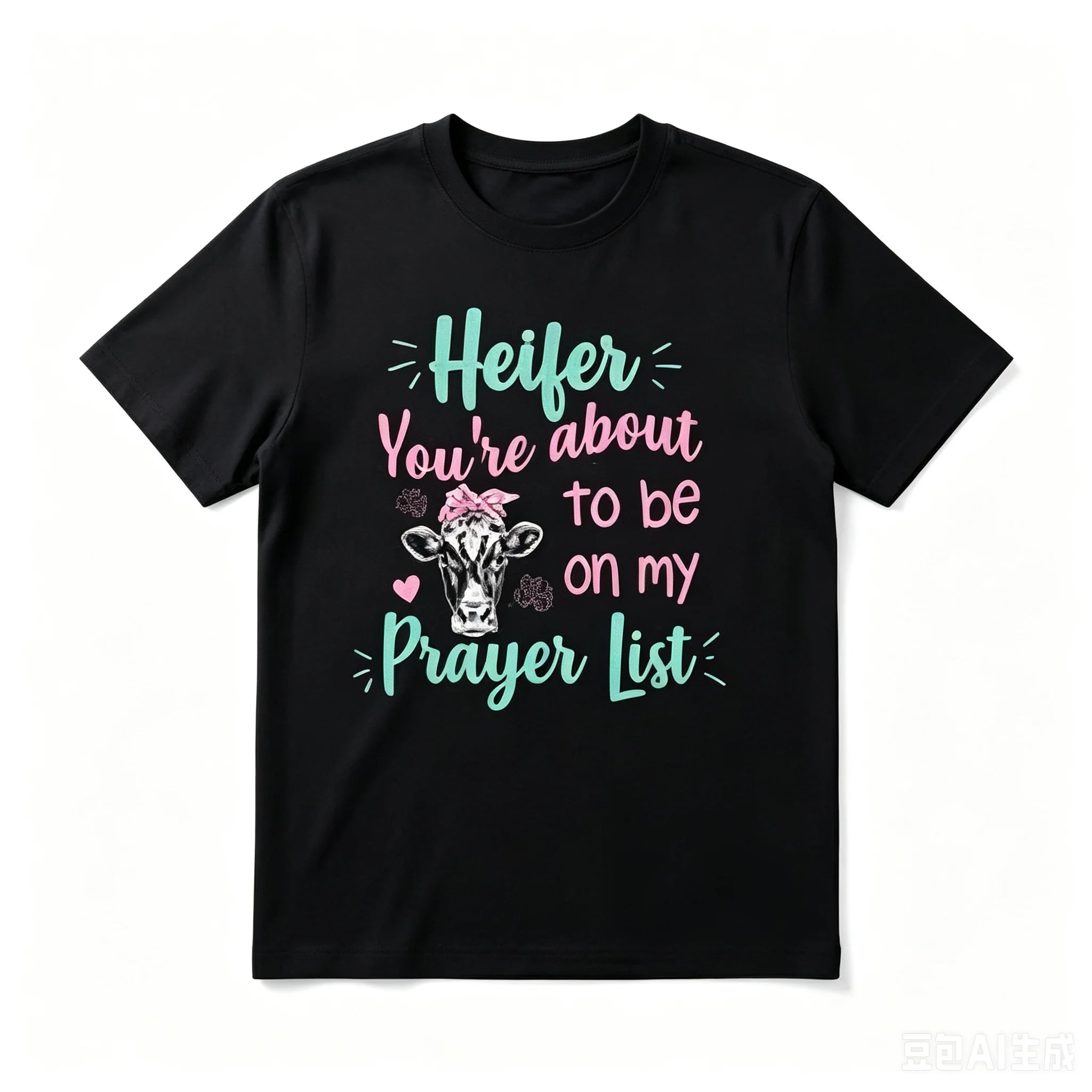 Unisex Heifer You're About To Be On My Prayer List Funny Cow Graphic T Shirt Retro Typography Print Soft Short Sleeve Casual Daily BBQ Birthday Gift For Men Women Friends Tees Tops
