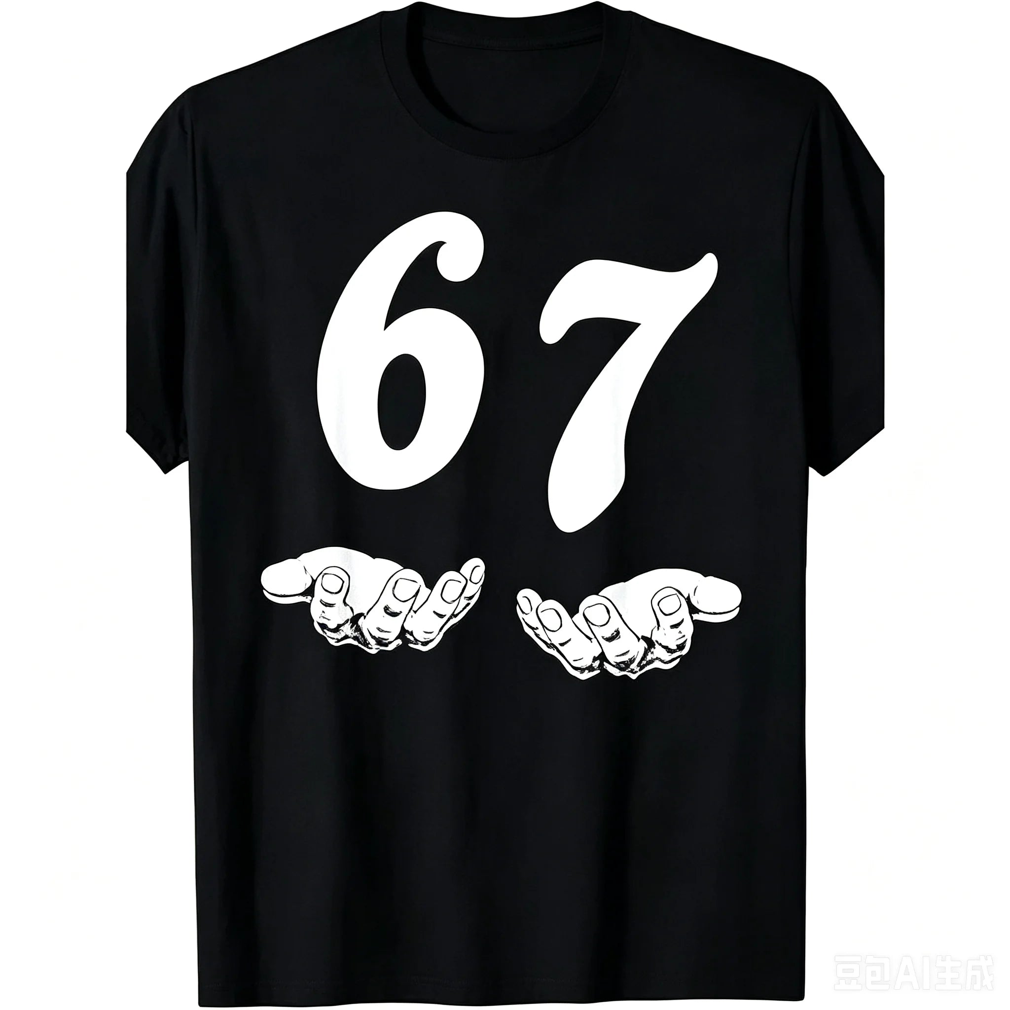Funny 67 Meme Hands Graphic T Shirt Men Smooth Cotton Crew Neck Short Sleeve Loose Fit Casual Sport Tee Breathable All Season Birthday Gift Black Top