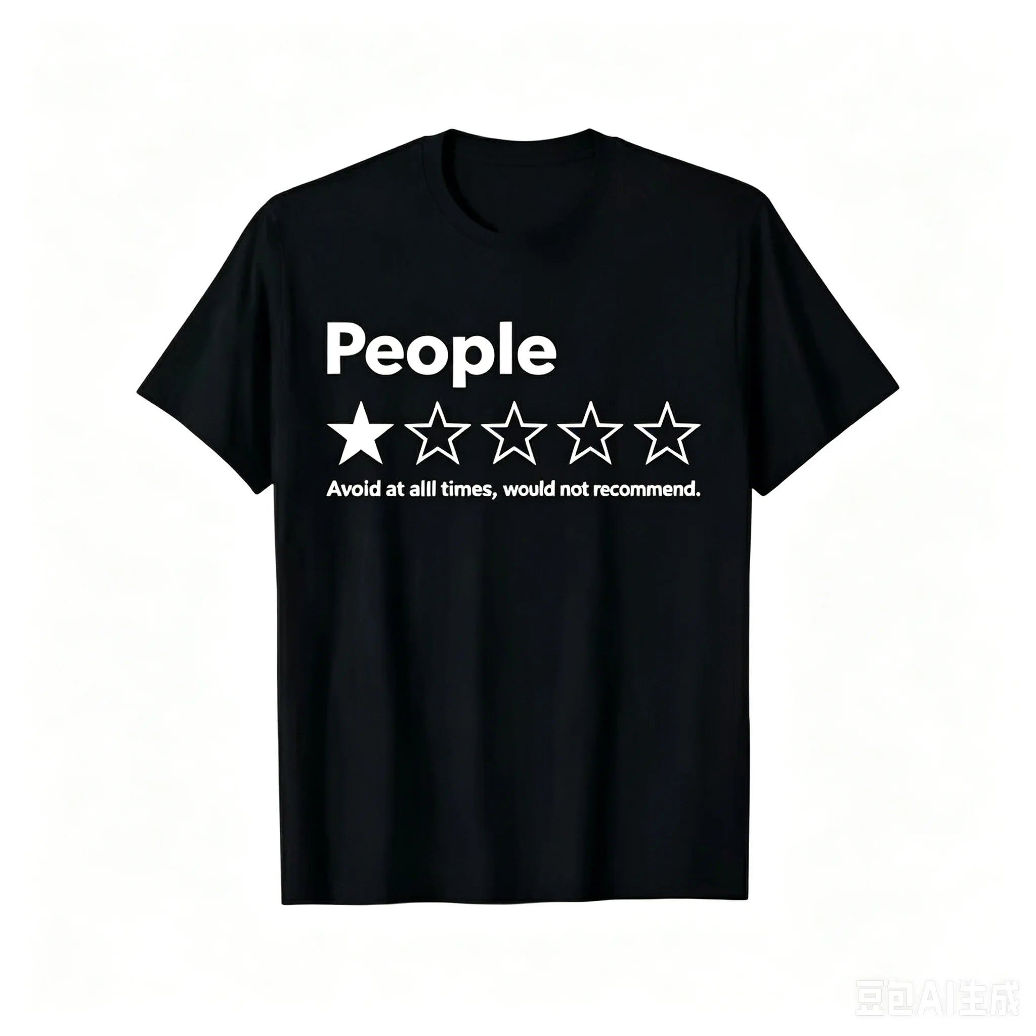Men Women Funny One Star People Review Graphic T Shirt Short Sleeve Black Casual Outdoor Daily Humor Tees Unisex Adult Tops