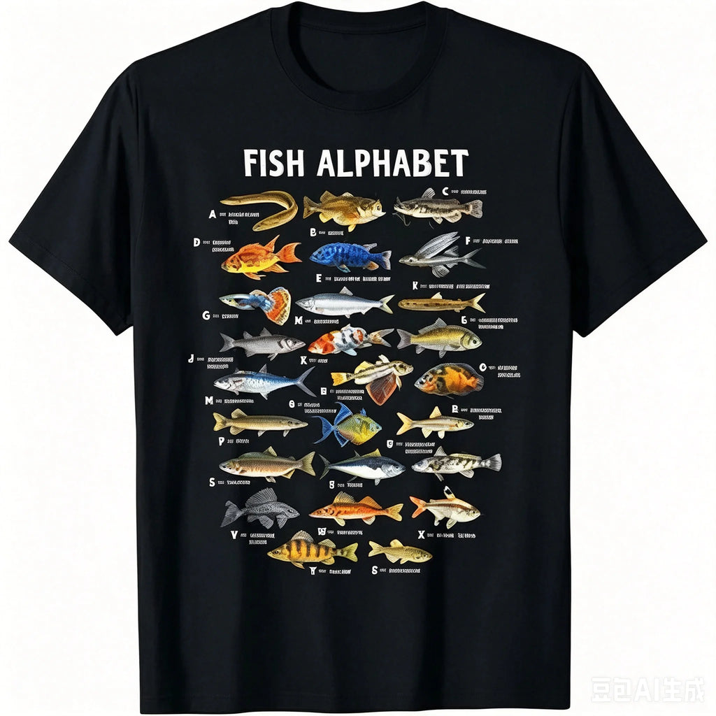 Men Fish Alphabet Graphic T Shirt Smooth Cotton Crew Neck Short Sleeve Funny Fisherman Humor Casual Seamless Tees Tops