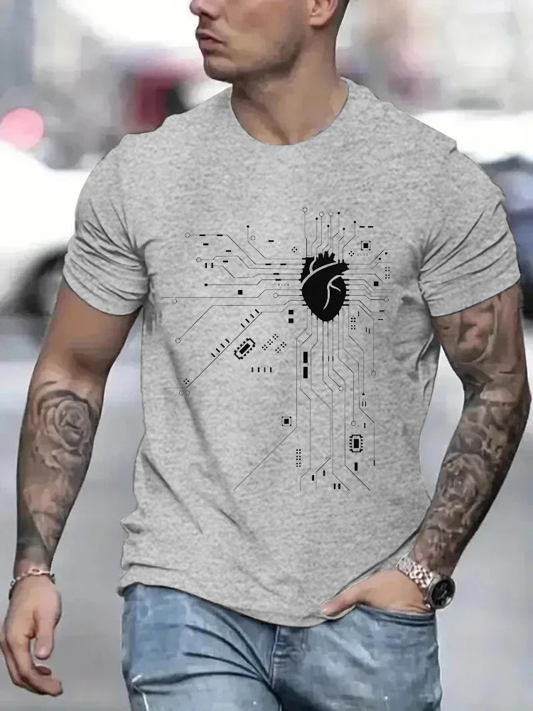 CPU Processor Circuit Diagram T-shirt Men's Summer T-shirt Circuit Board Funny Men's Top Fashion T-shirt Homme Brand Neutral
