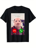 Pig Meme John Pork Is Calling Answer Call John Printed Shirt Funny John Pork Meme Men Women 2026 Summer Fashion Cotton T-Shirt