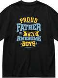 Men'S Casual Short-Sleeve T-Shirt Featuring a Proud Father of Two Amazing Boys Design, Perfect for Gifts, Vacations, Parties, And Sports. Unisex, Made of 220G Pure, Ideal for Summer 2026