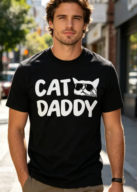 Cat Daddy T Shirt Men'S Casual Graphic Print T Shirt Short Sleeve Crew Neck Fashion Tops Soft Comfortable Summer Streetwear