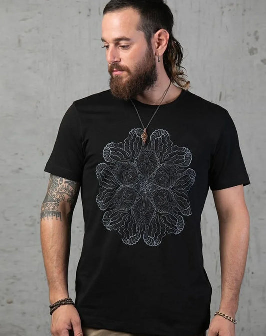 Black T Shirt for Men Mandala Tshirt Mens T-shirt, Psychedelic, Psy Clothing, Trance, Festival Shirt, Trippy Gift for Him Tshirt