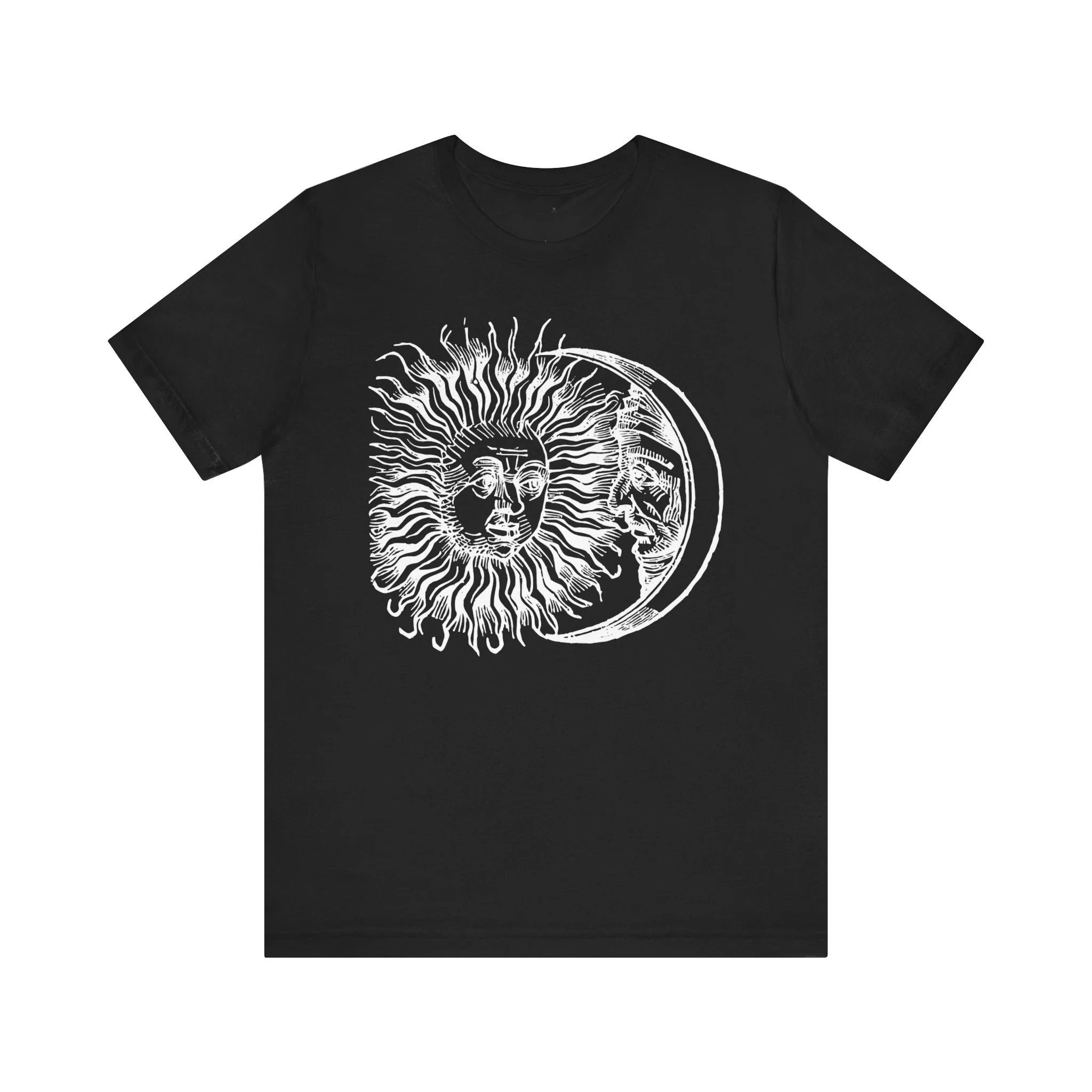 Eclipse Retro Art T-shirt Sun and Moon Mystery Art Shirt Astrological Tees Moon Astrological Unisex Jersey Short Sleeve T-shirt