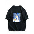 HOT SALE Funny Big White Goose Printed Cotton T-shirt for Men and Women Casual Breathable Loose Round Neck T-shirt Top Y2K Top