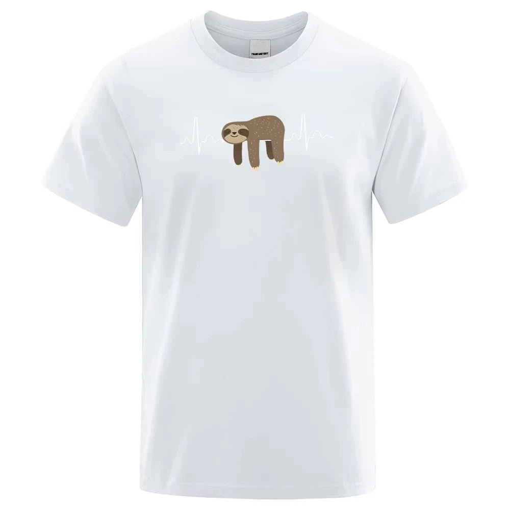 Sloth Lay on The Belly Print Men T Shirt Round Neck Soft T Shirt Comfortable S-XXXXL T Shirt Oversized Casual T Shirt Men