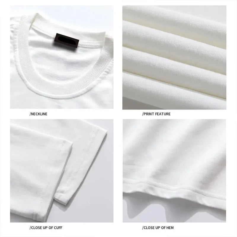 2025 Summer New Brand High Quality  American Classic Retro Cotton Light Breathable Print Short-sleeved T-shirt for Men and Women