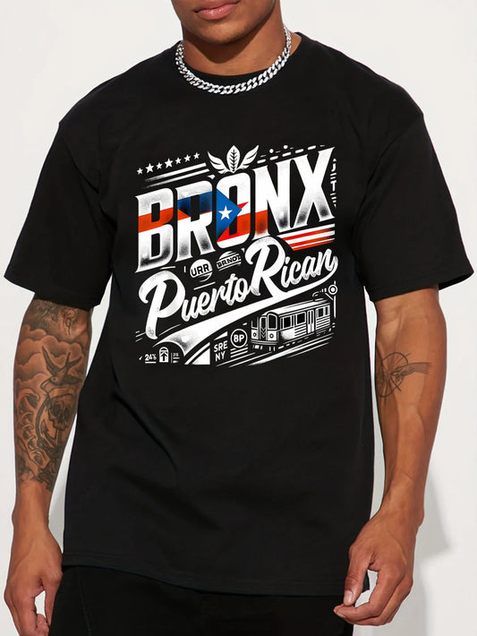 Bronx Puerto Rico logo printing American fashion brand design sense graffiti letter printing short-sleeved T-shirt men and women of the same style high street lovers 'clothing tops