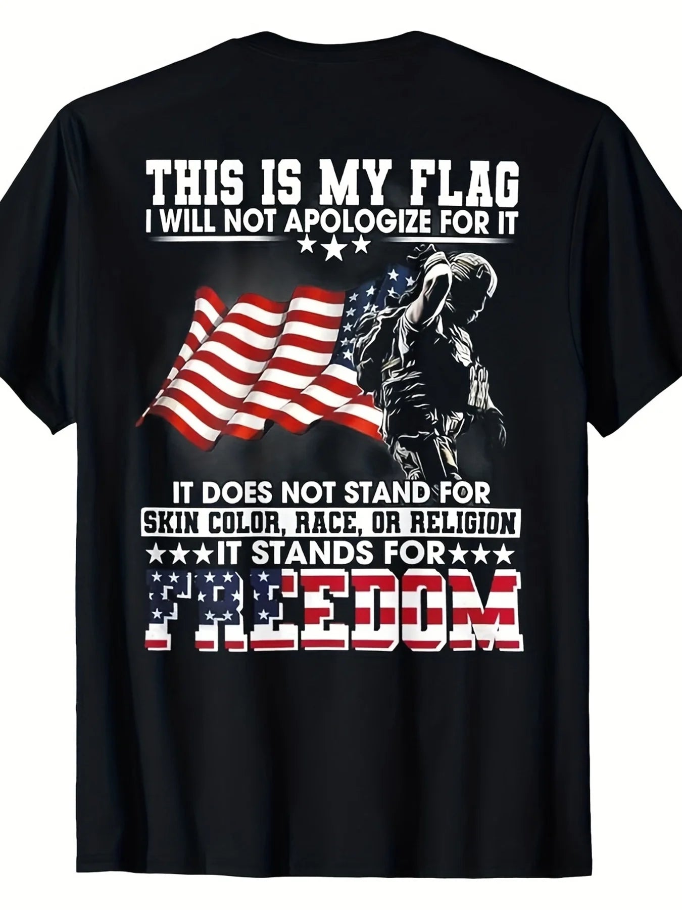 This Is My Flag, And I Will Never Apologize for It. A T-Shirt Featuring The American Flag Design And a Silhouette of Muscles - an Ideal Choice for Patriotic Events, Freedom Celebrations, and Everyday Wear, for Teenager, For Teenager