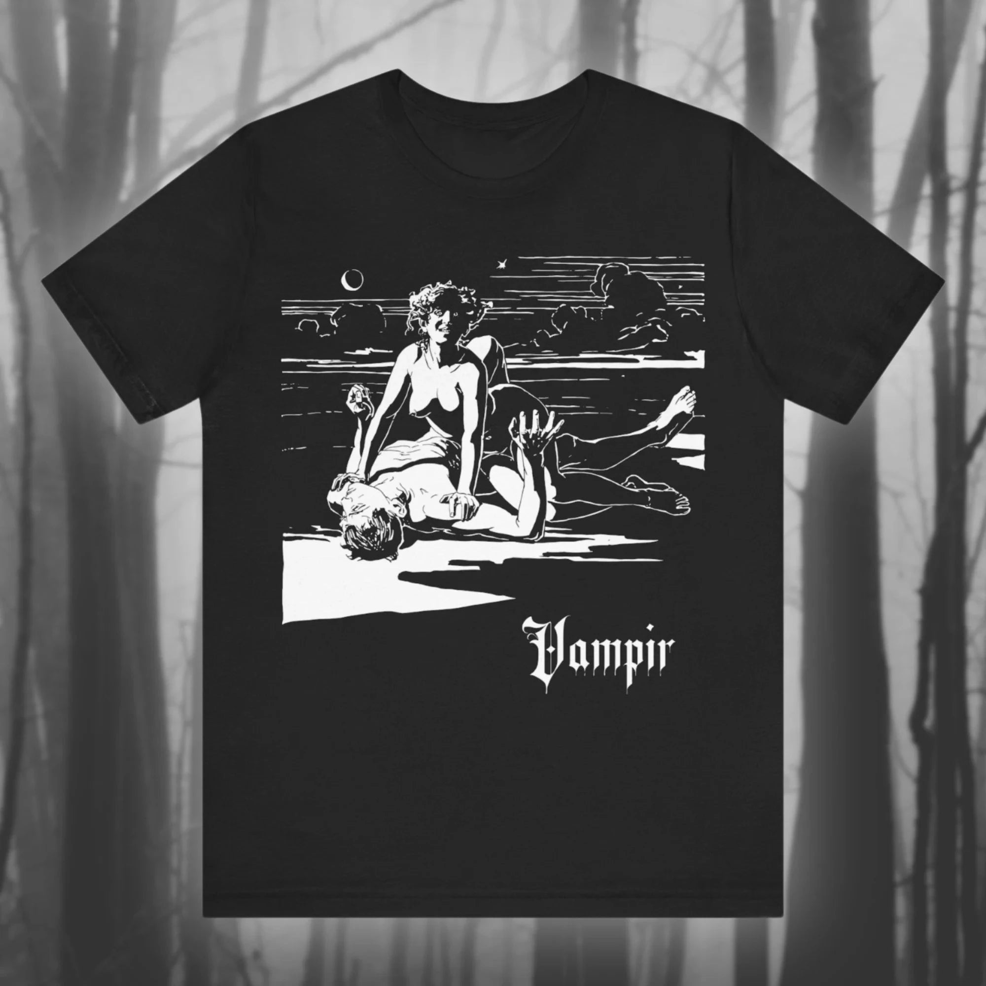 Vampire Ernst Stoll Art Vampire Shirt Horror T-shirt Ghost Goth T-shirt Female Vampire Dracula T-shirt  Short-sleeved T-shirt
