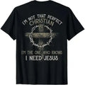 Men's Cotton Fabric Round Neck Fashion T-Shirt - "I'm Not That Perfect Christian I'm The One That Knows" Graphic, Soft Natural Short-Sleeve Casual Top for Sports & Outdoor Clothing