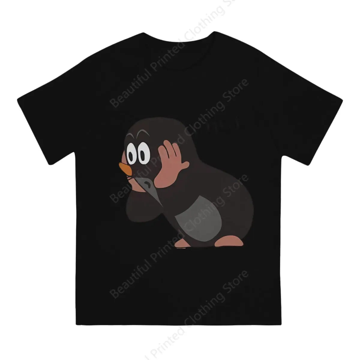 Soft Cotton T-shirt Small Mole Print Cool Men's and Women's T-shirt Loose and Oversized Short Tee Trend Interesting All Match