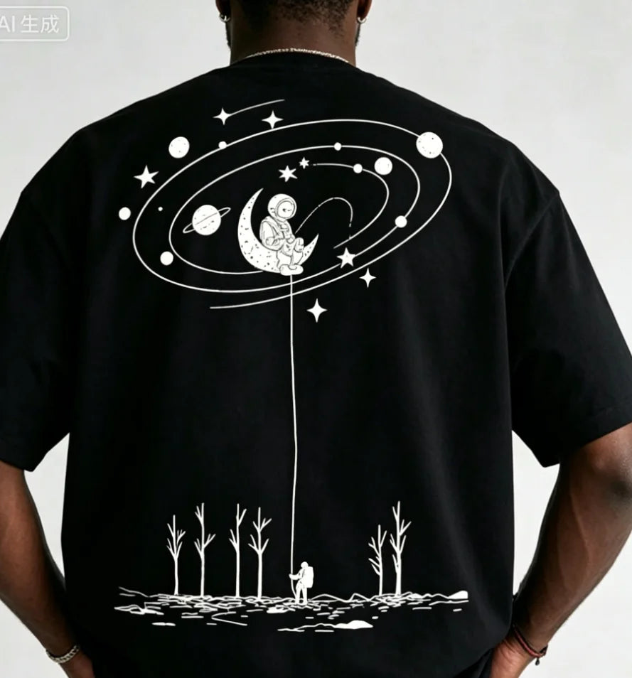 Moon Planet Print Tee Shirt Tees for Men, Casual Short Sleeve T-shirt for Summer Shirts Fashion and Casual Trend T-shirts