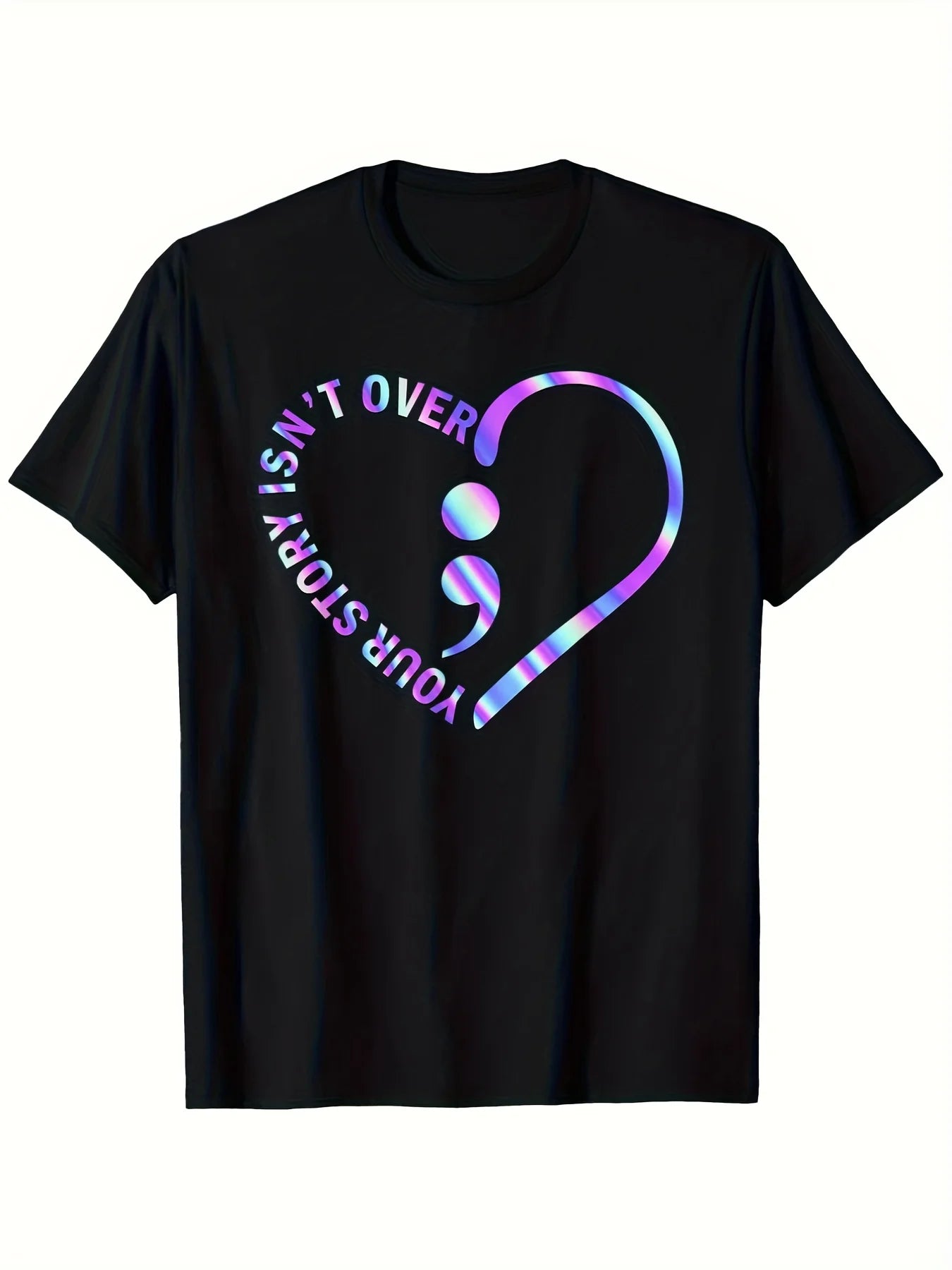 Men'S Suicide Prevention T-Shirt - Heavyweight 100% Mental Health Awareness Shirt with Your Story Isn'T Over Yet Message, Suicide Prevention Ribbon Heart Graphic - Ideal Crisis Support G, Casual Short Sleeve Tee Soft