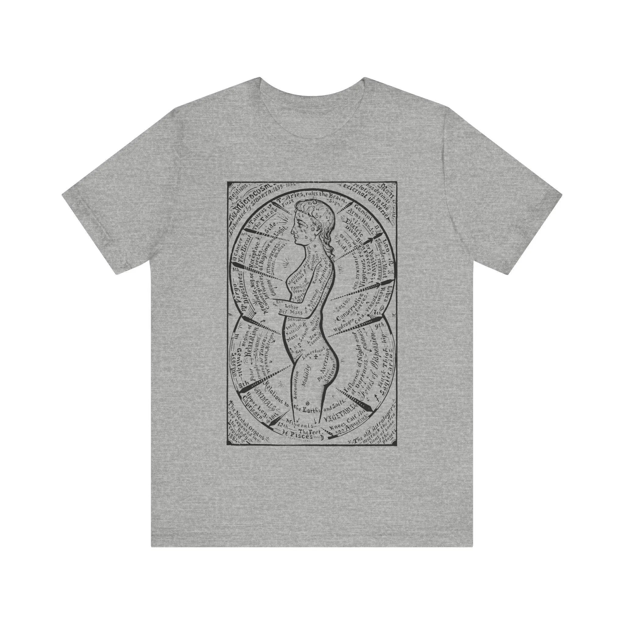 Micro World Retro Art T-shirt Mystery Art T-shirt Horoscope T-shirt Horoscope T-shirt Gothic Creepy Tarot Short-sleeved T-shirt
