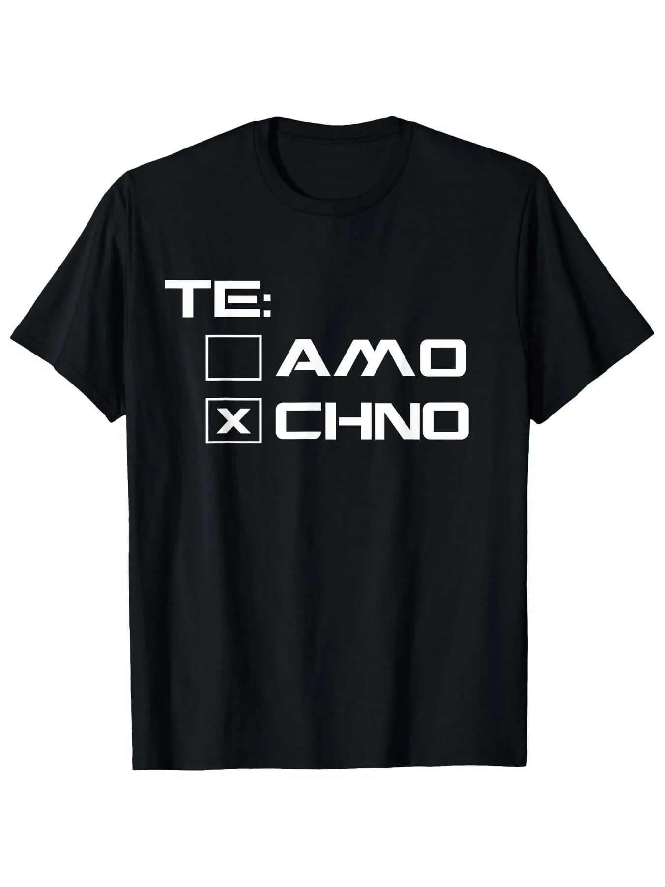 Funny Men's Black Graphic T-Shirt Bold Typography Check Box Amo Chno Letter Print Statement Design 100% Cotton Heavyweight Short Sleeve Casual Streetwear Tee