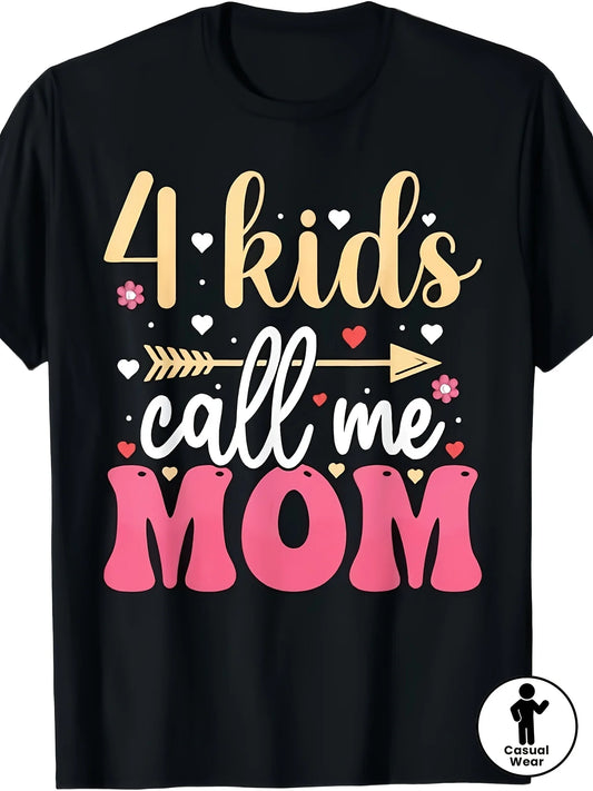 4 Call Me Mom T-Shirt, a Perfect Mother'S Day Present for Mom. This Casual Tee Is Ideal for Vacations, Parties, And Sports, Featuring a Unisex Design for The Summer of 2026 with Short Sleeves And a 220G Print